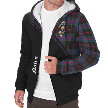 Nairn Tartan Sherpa Hoodie with Family Crest Curve Style