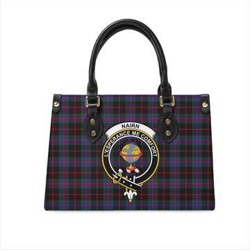 Nairn Tartan Leather Bag with Family Crest