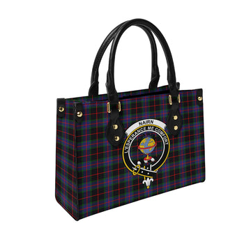 Nairn Tartan Leather Bag with Family Crest