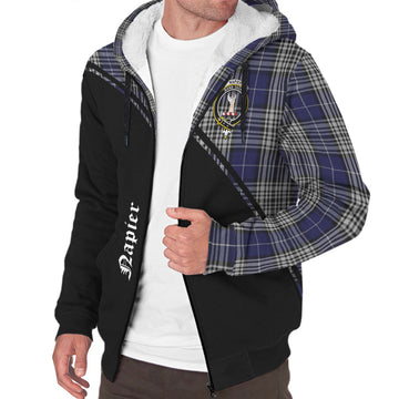 Napier Tartan Sherpa Hoodie with Family Crest Curve Style