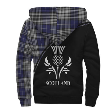 Napier Tartan Sherpa Hoodie with Family Crest Curve Style