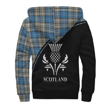 Napier Ancient Tartan Sherpa Hoodie with Family Crest Curve Style