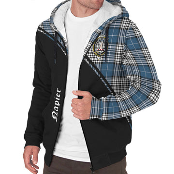 Napier Modern Tartan Sherpa Hoodie with Family Crest Curve Style