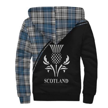Napier Modern Tartan Sherpa Hoodie with Family Crest Curve Style