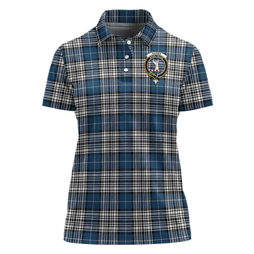 Napier Modern Tartan Polo Shirt with Family Crest For Women