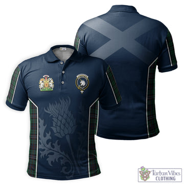 Cunningham Family Crest with Scotland National Tartan Men's Polo Shirt Scottish Thistle Vibes Sport Style