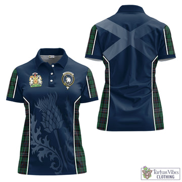 Cunningham Family Crest with Scotland National Tartan Women's Polo Shirt Scottish Thistle Vibes Sport Style