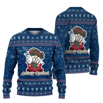 New Brunswick Province Canada Clan Christmas Family Knitted Sweater with Funny Gnome Playing Bagpipes