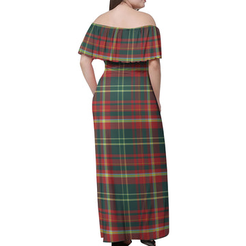 New Brunswick Province Canada Tartan Off Shoulder Long Dress