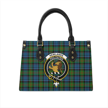 Newlands of Lauriston Tartan Leather Bag with Family Crest