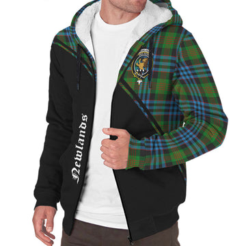 Newlands of Lauriston Tartan Sherpa Hoodie with Family Crest Curve Style