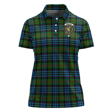 Newlands of Lauriston Tartan Polo Shirt with Family Crest For Women
