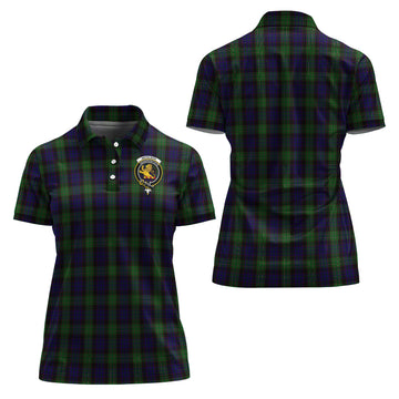 Nicolson Green Hunting Tartan Polo Shirt with Family Crest For Women