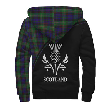 Nicolson Green Hunting Tartan Sherpa Hoodie with Family Crest Curve Style