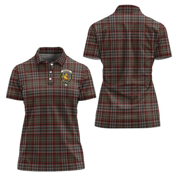 Nicolson Hunting Weathered Tartan Polo Shirt with Family Crest For Women
