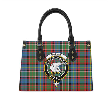 Norvel Tartan Leather Bag with Family Crest