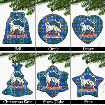 Nova Scotia Province Canada Tartan Christmas Ornaments with Scottish Gnome Playing Bagpipes