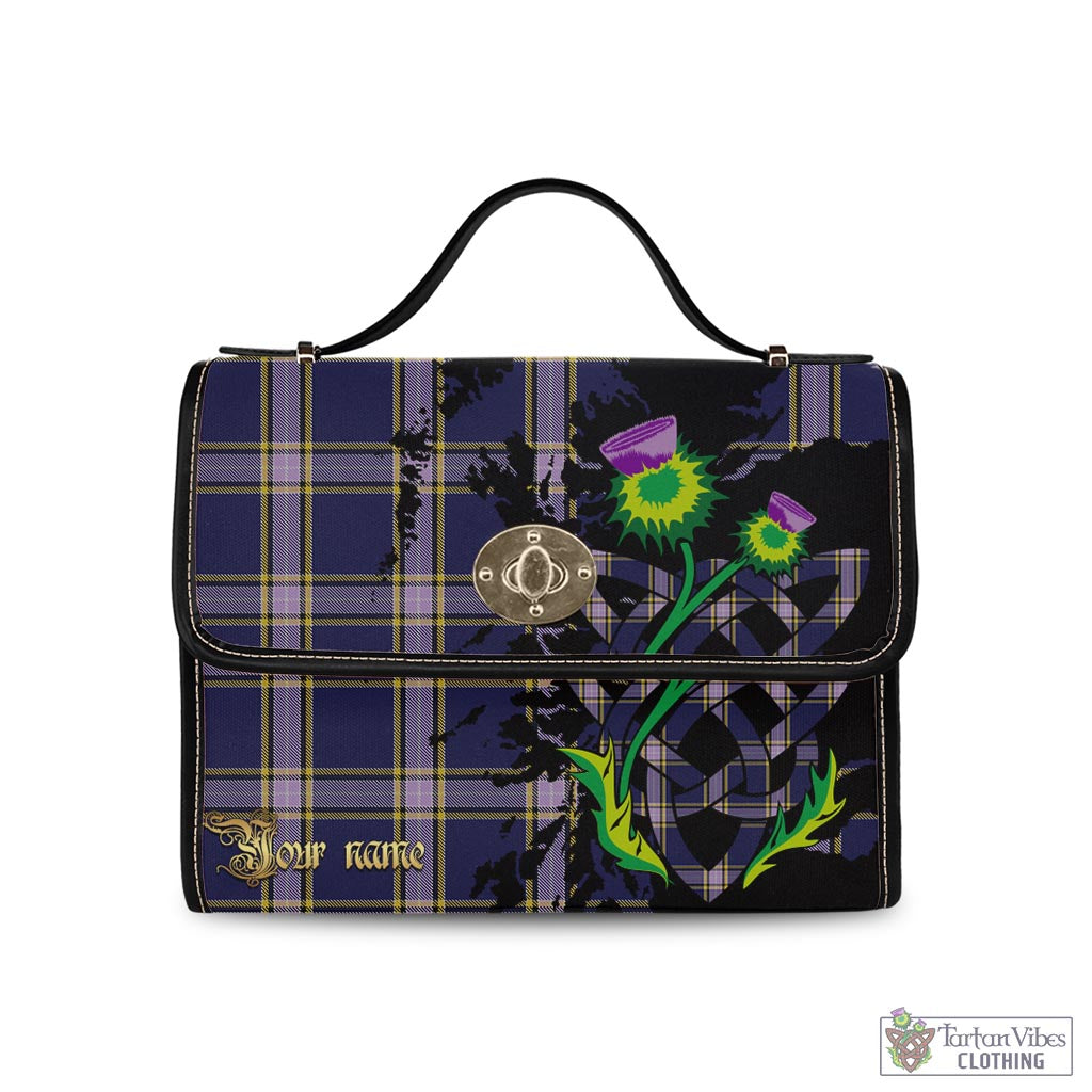 Tartan Vibes Clothing Nunavut Territory Canada Tartan Waterproof Canvas Bag with Scotland Map and Thistle Celtic Accents