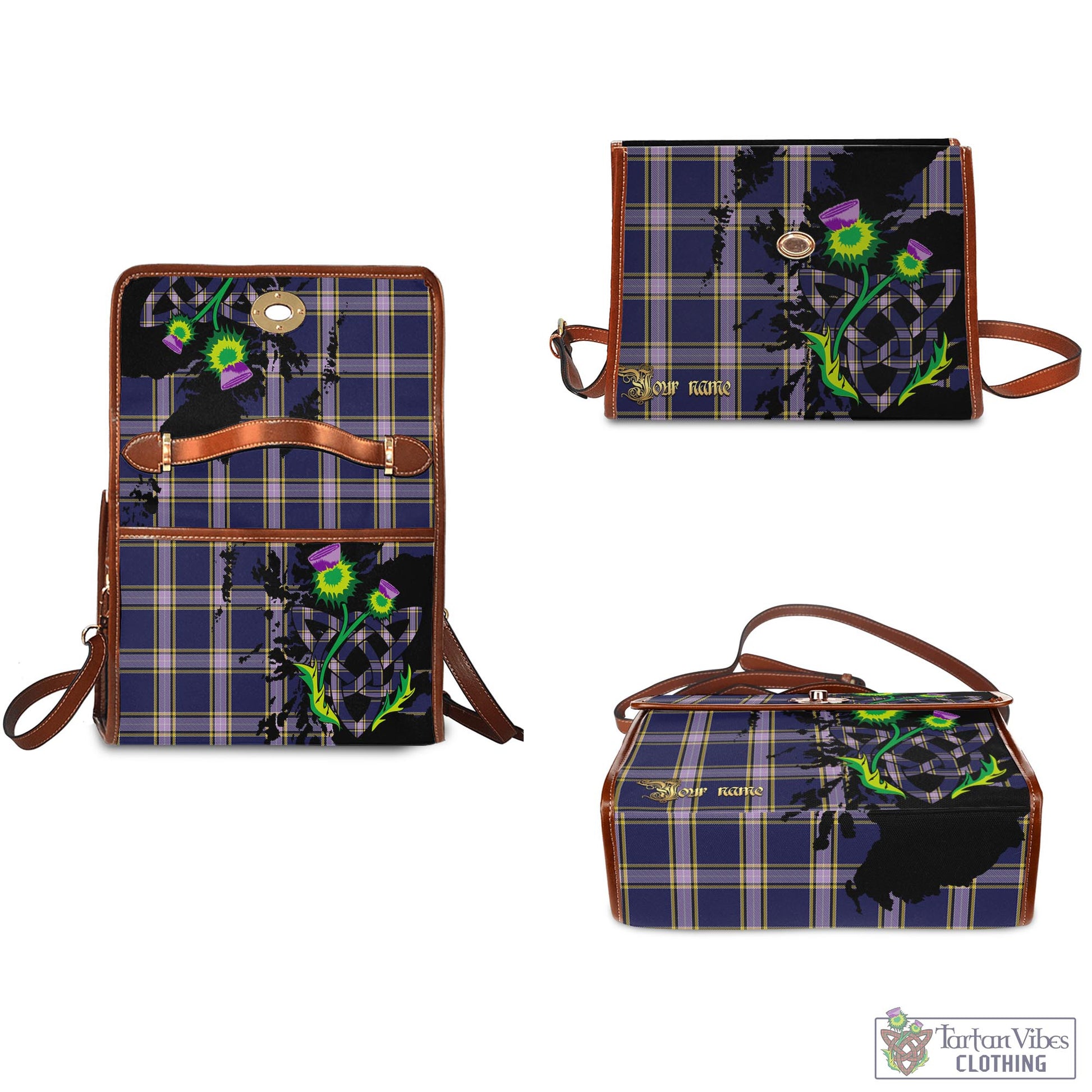 Tartan Vibes Clothing Nunavut Territory Canada Tartan Waterproof Canvas Bag with Scotland Map and Thistle Celtic Accents