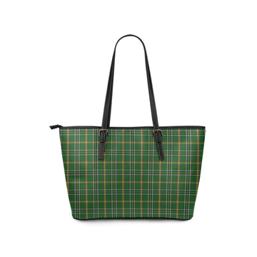 Offaly County Ireland Tartan Leather Tote Bag