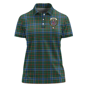 Ogilvie (Ogilvy) Hunting Ancient Tartan Polo Shirt with Family Crest For Women