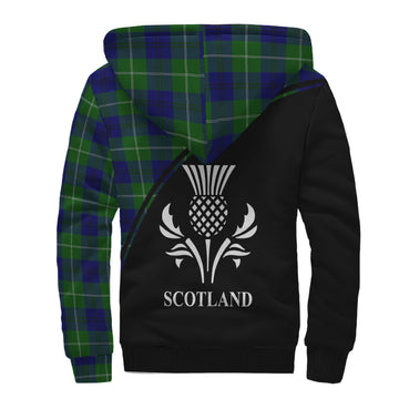 Oliphant Modern Tartan Sherpa Hoodie with Family Crest Curve Style