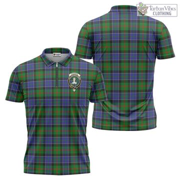 Paterson Tartan Zipper Polo Shirt with Family Crest