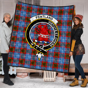 Pentland Tartan Quilt with Family Crest