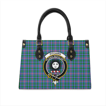 Pitcairn Hunting Tartan Leather Bag with Family Crest