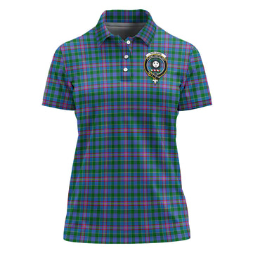 Pitcairn Hunting Tartan Polo Shirt with Family Crest For Women