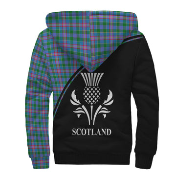 Pitcairn Hunting Tartan Sherpa Hoodie with Family Crest Curve Style