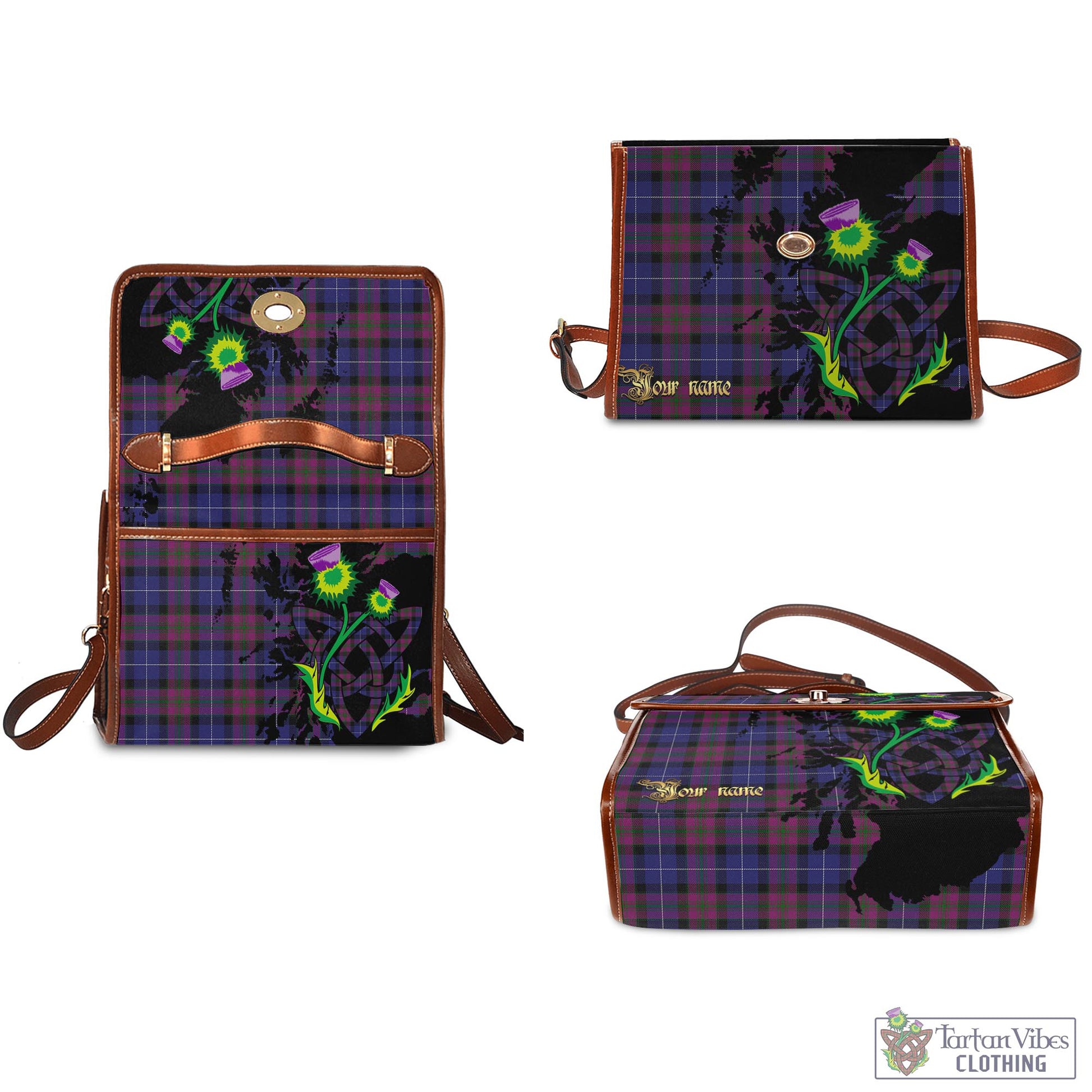 Tartan Vibes Clothing Pride of Scotland Tartan Waterproof Canvas Bag with Scotland Map and Thistle Celtic Accents