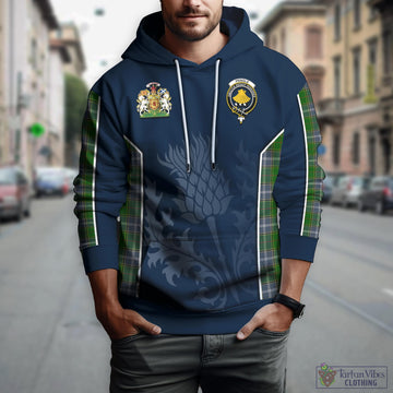 Pringle Tartan Hoodie with Family Crest and Scottish Thistle Vibes Sport Style