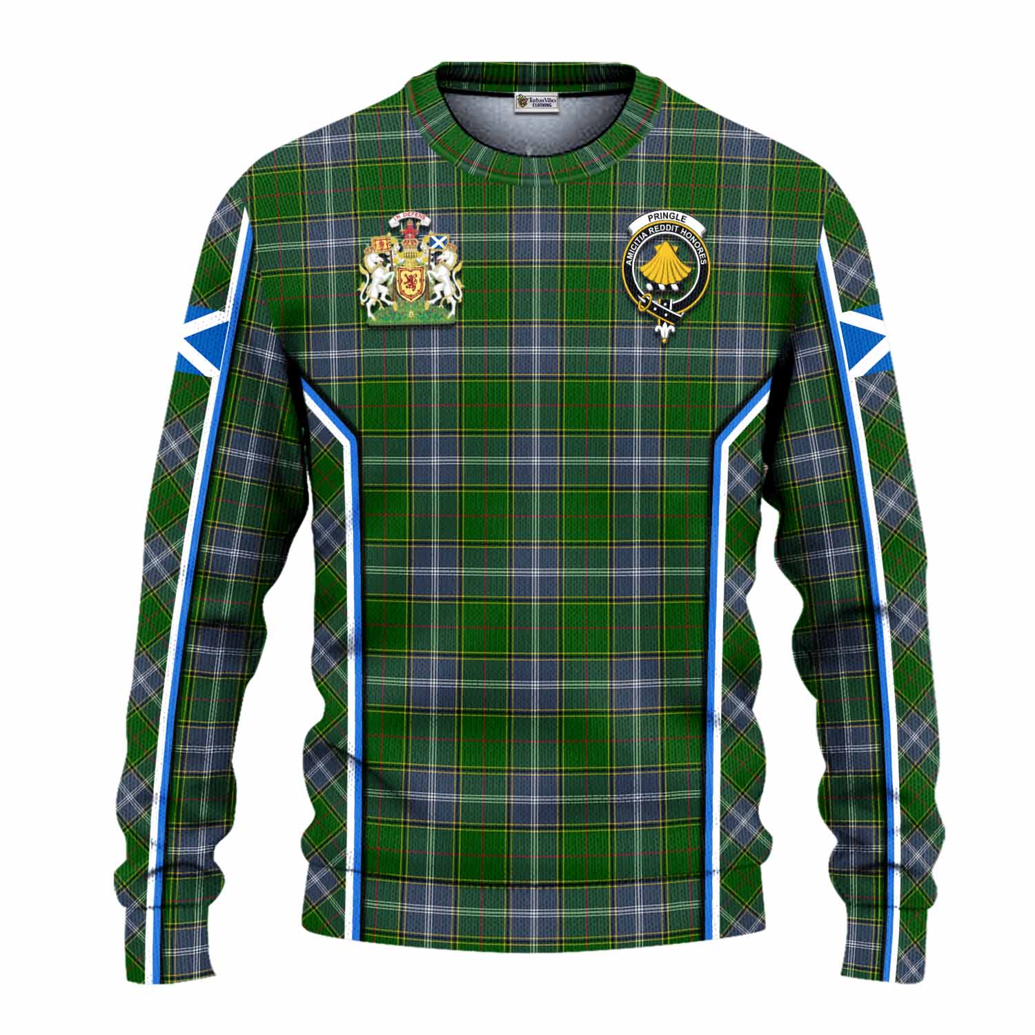 Pringle Tartan Crest Knitted Sweater Scotland Coat of Arm Flag Style