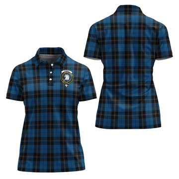 Ramsay Blue Hunting Tartan Polo Shirt with Family Crest For Women
