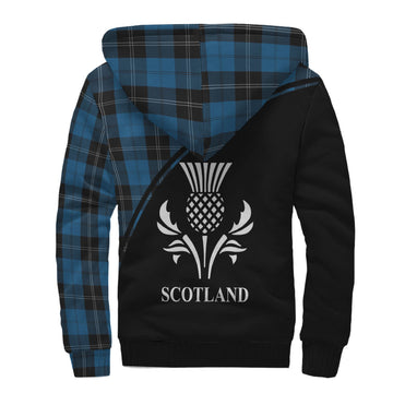 Ramsay Blue Hunting Tartan Sherpa Hoodie with Family Crest Curve Style