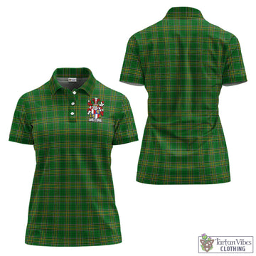 Rice Ireland Clan Tartan Women's Polo Shirt with Coat of Arms