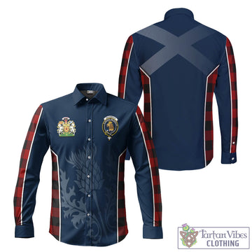 Rob Roy Macgregor Tartan Long Sleeve Button Up Shirt with Family Crest and Scottish Thistle Vibes Sport Style