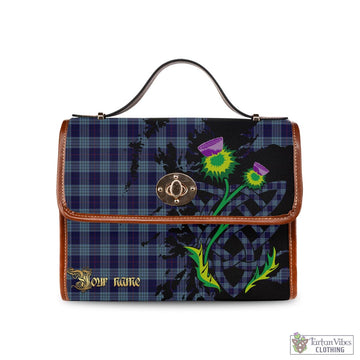 Roberts of Wales Tartan Waterproof Canvas Bag with Scotland Map and Thistle Celtic Accents