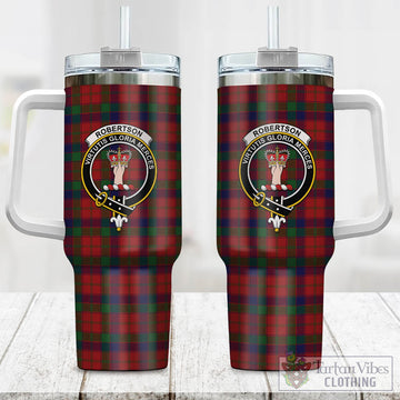 Robertson Tartan and Family Crest Tumbler with Handle