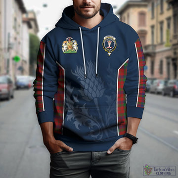 Robertson Tartan Hoodie with Family Crest and Scottish Thistle Vibes Sport Style