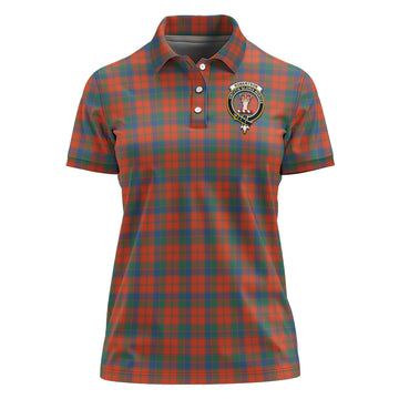 Robertson Ancient Tartan Polo Shirt with Family Crest For Women