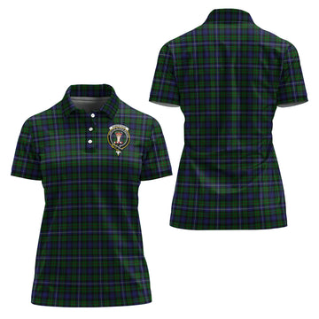 Robertson Hunting Tartan Polo Shirt with Family Crest For Women