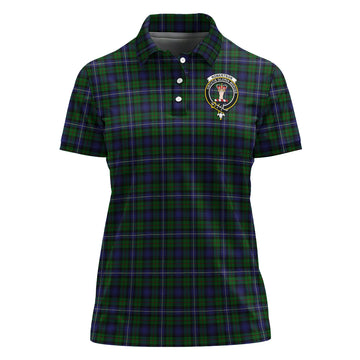 Robertson Hunting Tartan Polo Shirt with Family Crest For Women