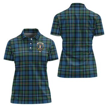 Robertson Hunting Ancient Tartan Polo Shirt with Family Crest For Women