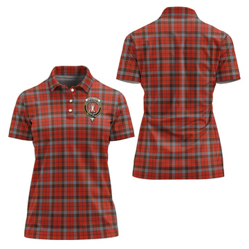 Robertson Weathered Tartan Polo Shirt with Family Crest For Women