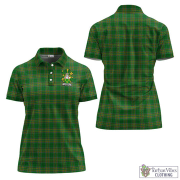Rooney Ireland Clan Tartan Women's Polo Shirt with Coat of Arms