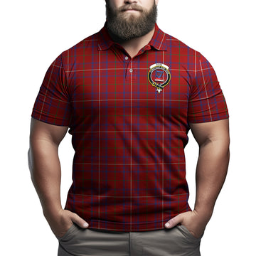 Rose Tartan Men's Polo Shirt with Family Crest