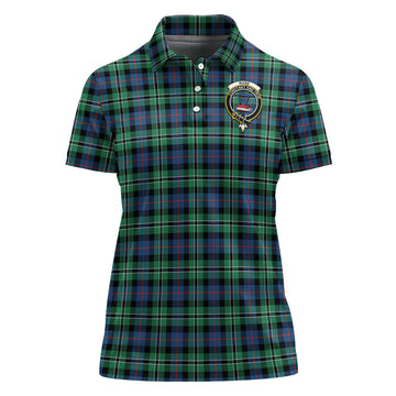 Rose Hunting Ancient Tartan Polo Shirt with Family Crest For Women