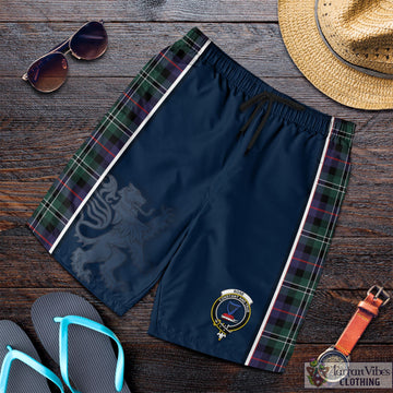 Rose Hunting Modern Tartan Men's Shorts with Family Crest and Lion Rampant Vibes Sport Style
